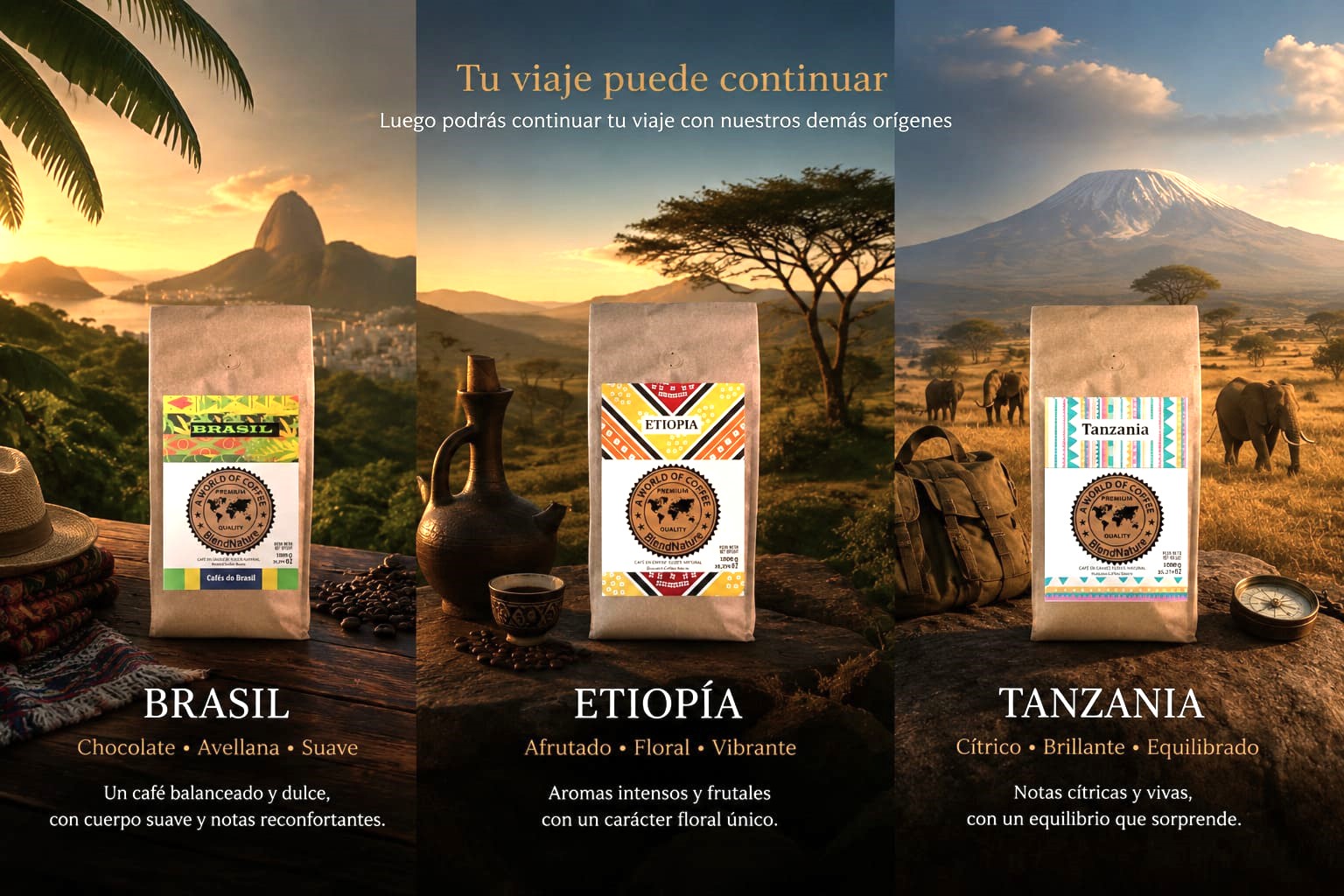 Otros cafés de origen BlendNature Brasil Etiopía Tanzania